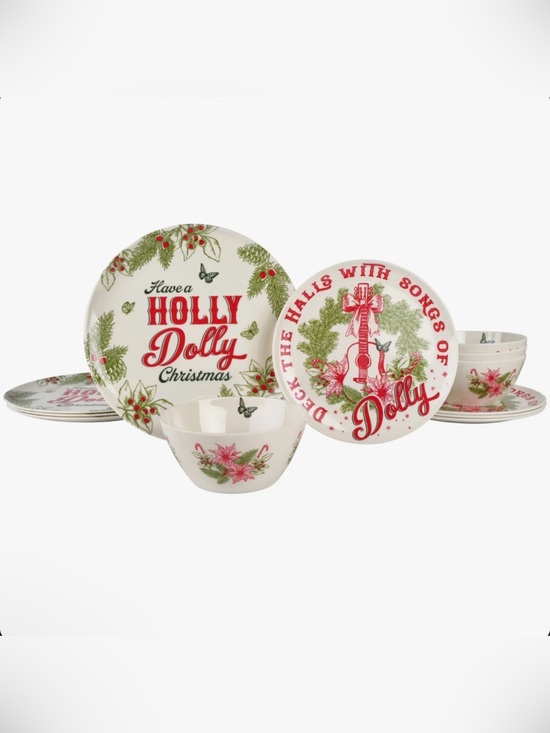 Dolly Parton Other - Dolly Parton Holly Dolly 12-Piece Melamine Dinnerware Set, Service for 4